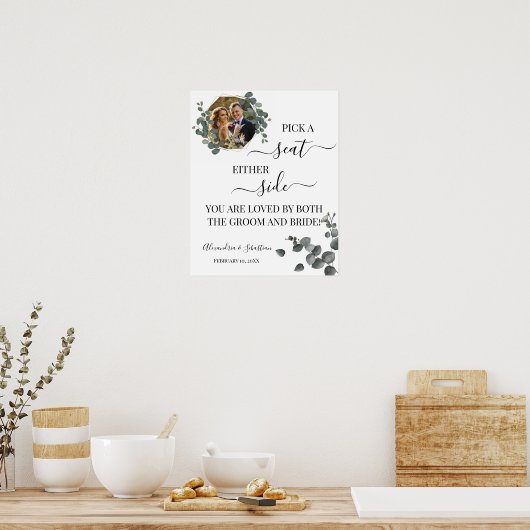 Eucalyptus Pick A Seat Beide Side Weduwen Sign Poster (Keuken)