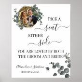 Eucalyptus Pick A Seat Beide Side Weduwen Sign Poster (Voorkant)