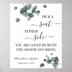 Eucalyptus Pick A Seat Beide Side Weduwen Sign Poster
