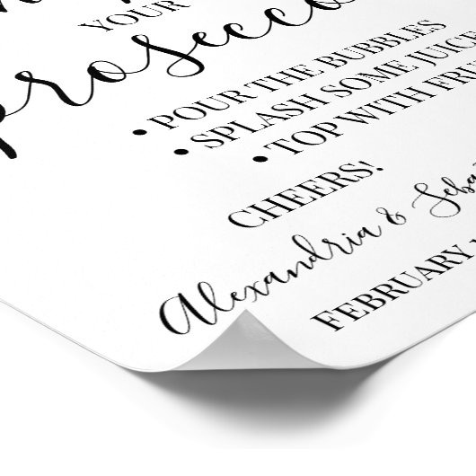 Eucalyptus Pimp your Prosecco Bruiloftfeest Sign Poster (Hoek)