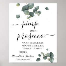 Eucalyptus Pimp your Prosecco Bruiloftfeest Sign Poster