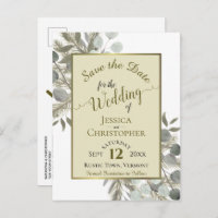 Eucalyptus & Pine Boho Gold Wedding Save the Date