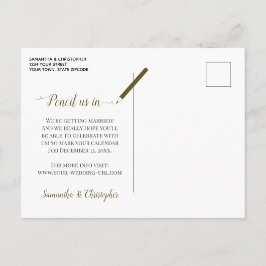 Eucalyptus & Pine Bruiloft Bewaar de datum Foto Aankondigingskaart (Achterkant)