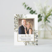 Eucalyptus & Pine Bruiloft Bewaar de datum Foto Aankondigingskaart (Staand voorkant)