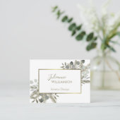 Eucalyptus & Pine Sage Groen & Goud Waterverf Visitekaartje (Staand voorkant)