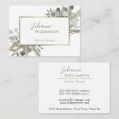 Eucalyptus & Pine Sage Groen & Goud Waterverf Visitekaartje (Voorkant / Achterkant)