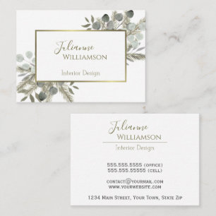 Eucalyptus & Pine Sage Groen & Goud Waterverf Visitekaartje