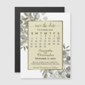 Eucalyptus Pine Save the Date Kalender Gouden Magn (Voorkant / Achterkant)