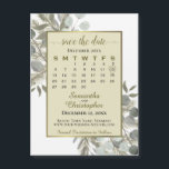 Eucalyptus Pine Save the Date Kalender Gouden Magn<br><div class="desc">Deze prachtige magnetische kaart is ontworpen om uw vrienden en familie te laten weten om de datum voor uw aanstaande bruiloft te bewaren. Het heeft een elegant boho chique ontwerp met rustieke takken van gouden dennen en salie groene eucalyptus bladeren. Er is een gouden faux folie rand en kanten script...</div>