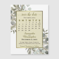Eucalyptus Pine Save the Date Kalender Gouden Magn