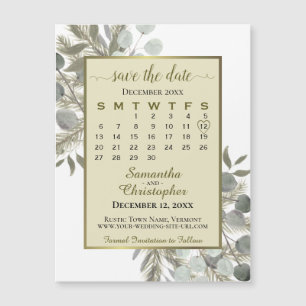 Eucalyptus Pine Save the Date Kalender Gouden Magn