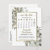 Eucalyptus & Pine Wedding Save the Date Agenda Aankondigingskaart (Voorkant / Achterkant)