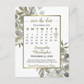 Eucalyptus & Pine Wedding Save the Date Agenda Aankondigingskaart (Voorkant)