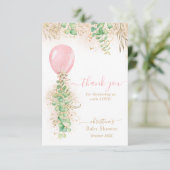 Eucalyptus Pink Ballon Baby shower Hartelijk dank Bedankkaart (Staand voorkant)