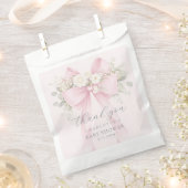 Eucalyptus Pink Bow Baby Shower Thank you Bedankzakje (Geknipt)