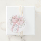 Eucalyptus Pink Bow Baptism Thank you Bedankjes Labels (In situ)