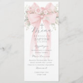 Eucalyptus Pink Bow Elegant Baptism Menu (Voorkant)