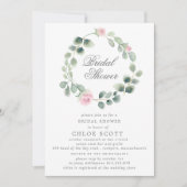 Eucalyptus Pink Floral Wreated Vrijgezellenfeest Kaart (Voorkant)