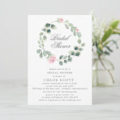 Eucalyptus Pink Floral Wreated Vrijgezellenfeest Kaart (Staand voorkant)