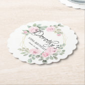 Eucalyptus Pink Rose Floral 100th Birthday Party Kartonnen Onderzetters (Gekanteld)