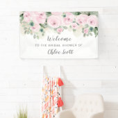 Eucalyptus Pink Rose Floral Vrijgezellenfeest Welk Spandoek (Insitu)