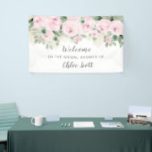 Eucalyptus Pink Rose Floral Vrijgezellenfeest Welk Spandoek (Beurs)
