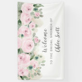 Eucalyptus Pink Rose Floral Vrijgezellenfeest Welk Spandoek (Verticaal)