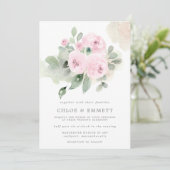 Eucalyptus Pink Rose Floral Weddenschap Kaart (Staand voorkant)
