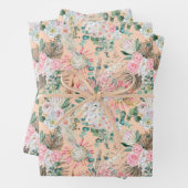 Eucalyptus Pink White Floral Boho Bridal Birthday Inpakpapier Vel (In situ)