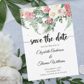 Eucalyptus Pink White Florence Rozen Save the Date Kaart