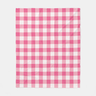 Eucalyptus Pink & White Gingham-controle Fleece Deken