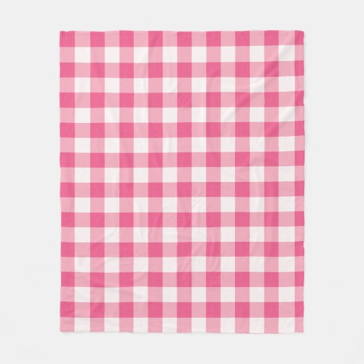 Eucalyptus Pink & White Gingham-controle Fleece Deken (Voorkant)