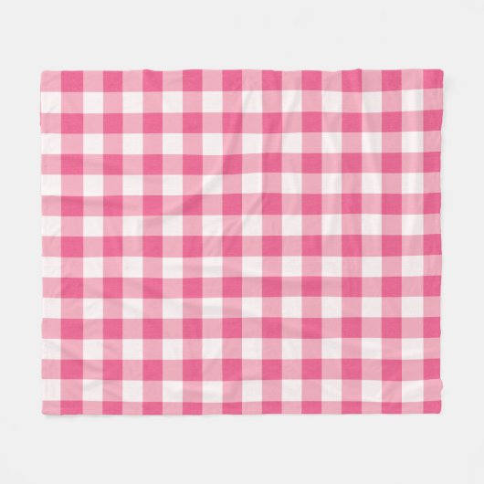 Eucalyptus Pink & White Gingham-controle Fleece Deken (Voorkant (Horizontaal))