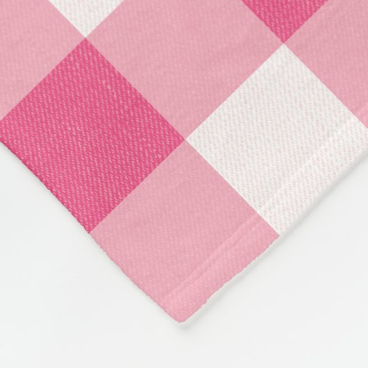 Eucalyptus Pink & White Gingham-controle Fleece Deken (Hoek)
