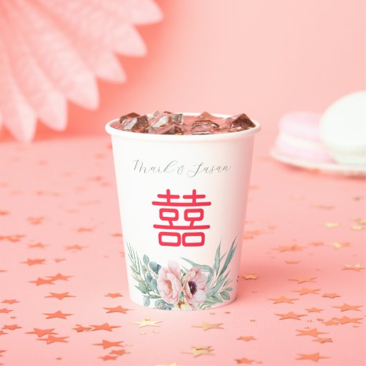 Eucalyptus Pioenen Dubbel Geluk Bruiloft Papieren Bekers (Insitu)