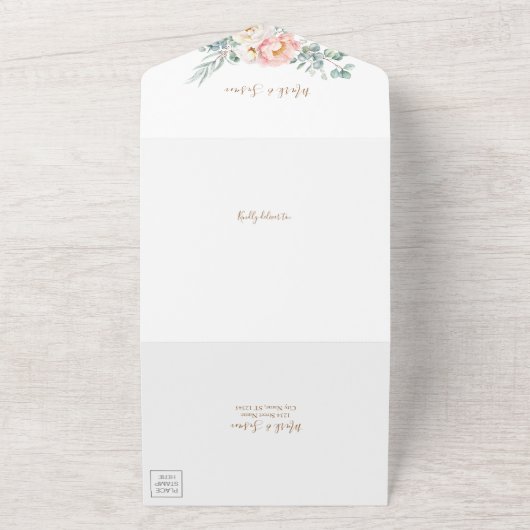 Eucalyptus Pioenrozen Alles in één trouwuitnodigin All In One Uitnodiging (Buitenkant)