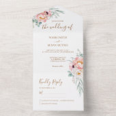 Eucalyptus Pioenrozen Alles in één trouwuitnodigin All In One Uitnodiging (Binnen)