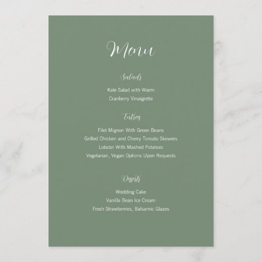 Eucalyptus Pioenrozen Trouwtafel nummer & menu's (Achterkant)