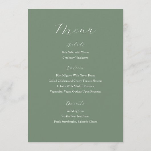 Eucalyptus Pioenrozen Trouwtafel nummer & menu's (Achterkant)