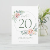 Eucalyptus Pioenrozen Trouwtafel nummer & menu's (Staand voorkant)