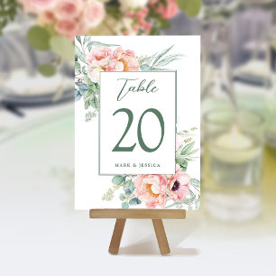 Eucalyptus Pioenrozen Trouwtafel nummer & menu's