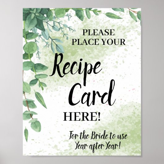 Eucalyptus Place Recept Kaart Bruidsborrel Bord Poster (Voorkant)