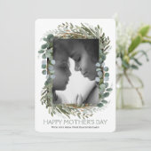 Eucalyptus Plant Floral Happy Moederdag 1 Foto Feestdagenkaart (Staand voorkant)
