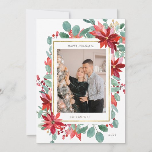 Eucalyptus Poinsettia Bloemenfoto Vakantie Kaart (Voorkant)