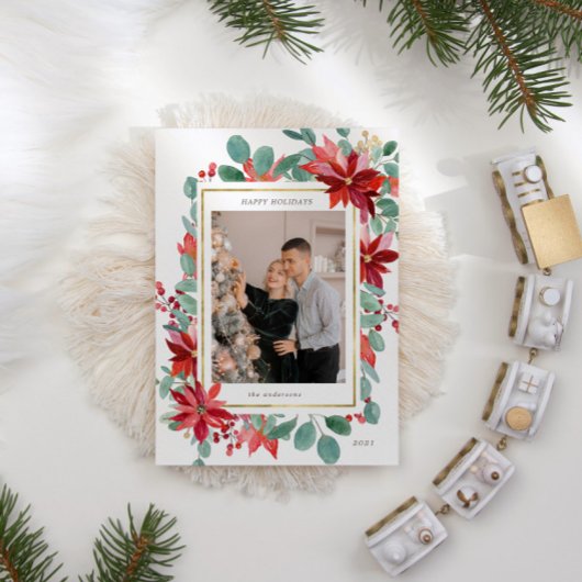 Eucalyptus Poinsettia Bloemenfoto Vakantie Kaart