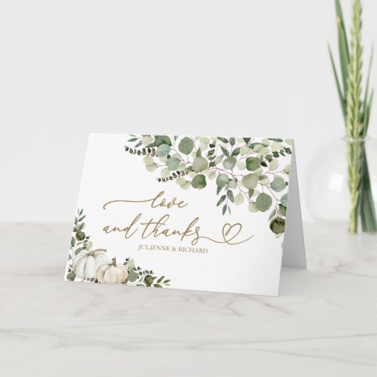 Eucalyptus pompoen bruiloft Dank u Kaart (Voorkant)