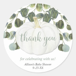 Eucalyptus pompoen groen moderne waterverf ronde sticker