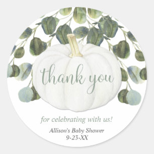 Eucalyptus pompoen groen moderne waterverf ronde sticker