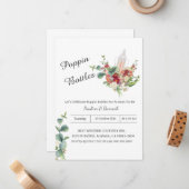 Eucalyptus Poppin Baby shower Notitiekaartje (Voorkant / Achterkant in situ)