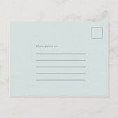 Eucalyptus Powder Blue Gold Script Sla de datum op Uitnodiging Briefkaart (Achterkant)